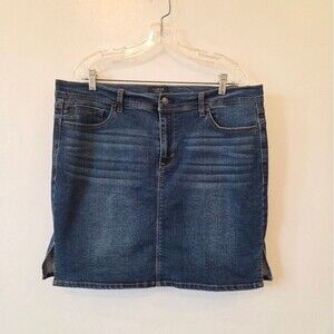 Curve Appeal Denim Midi Skirt Size 16/33 Blue Knee Length Americana Country